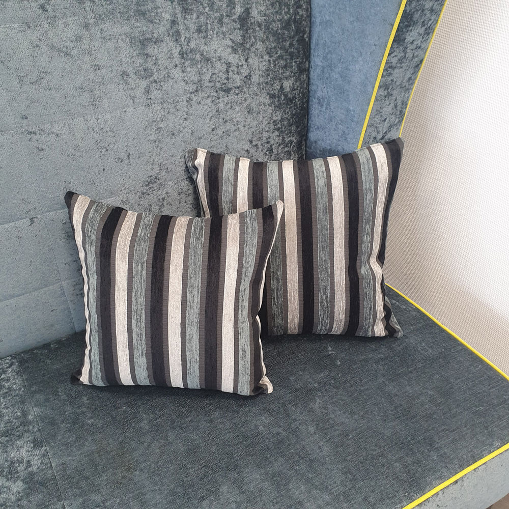 Aika - Decoration and upholstery fabric with stripes - anthracite (light grey,petrol,black)