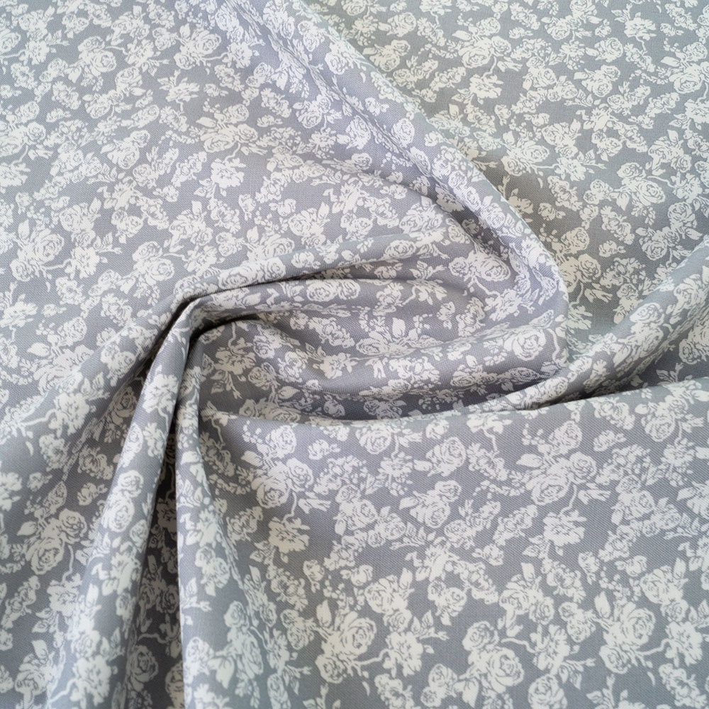 Cotton fabric Grey Rose