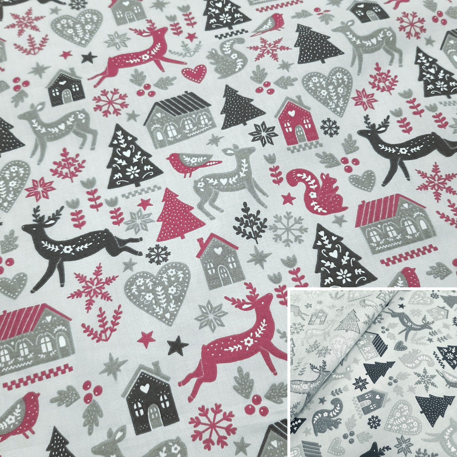 Christmas fabric "Christmas Reindeer" - extra width 160cm