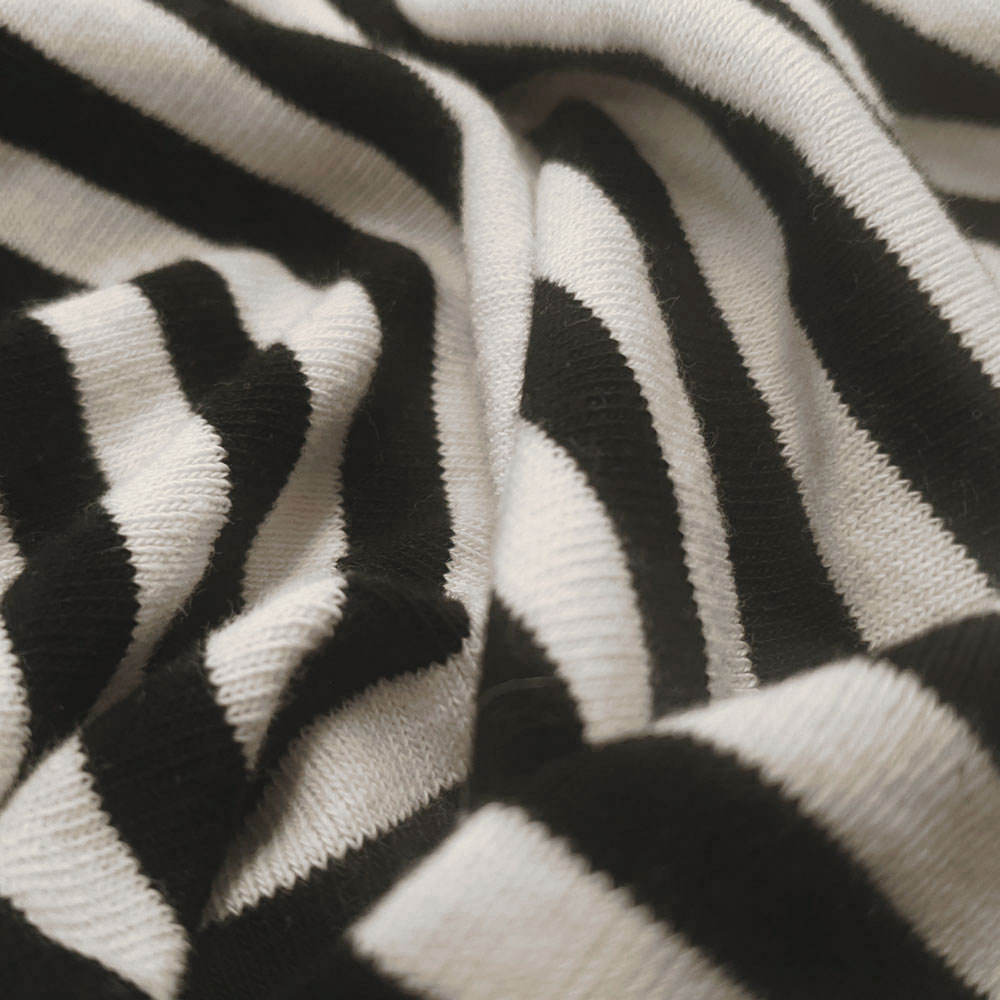 Eirian - fine knit jersey with block stripes - black-cream