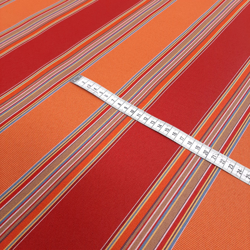 Camping - Stripe Coloured Fabric - UPF 50 - Ruby Red