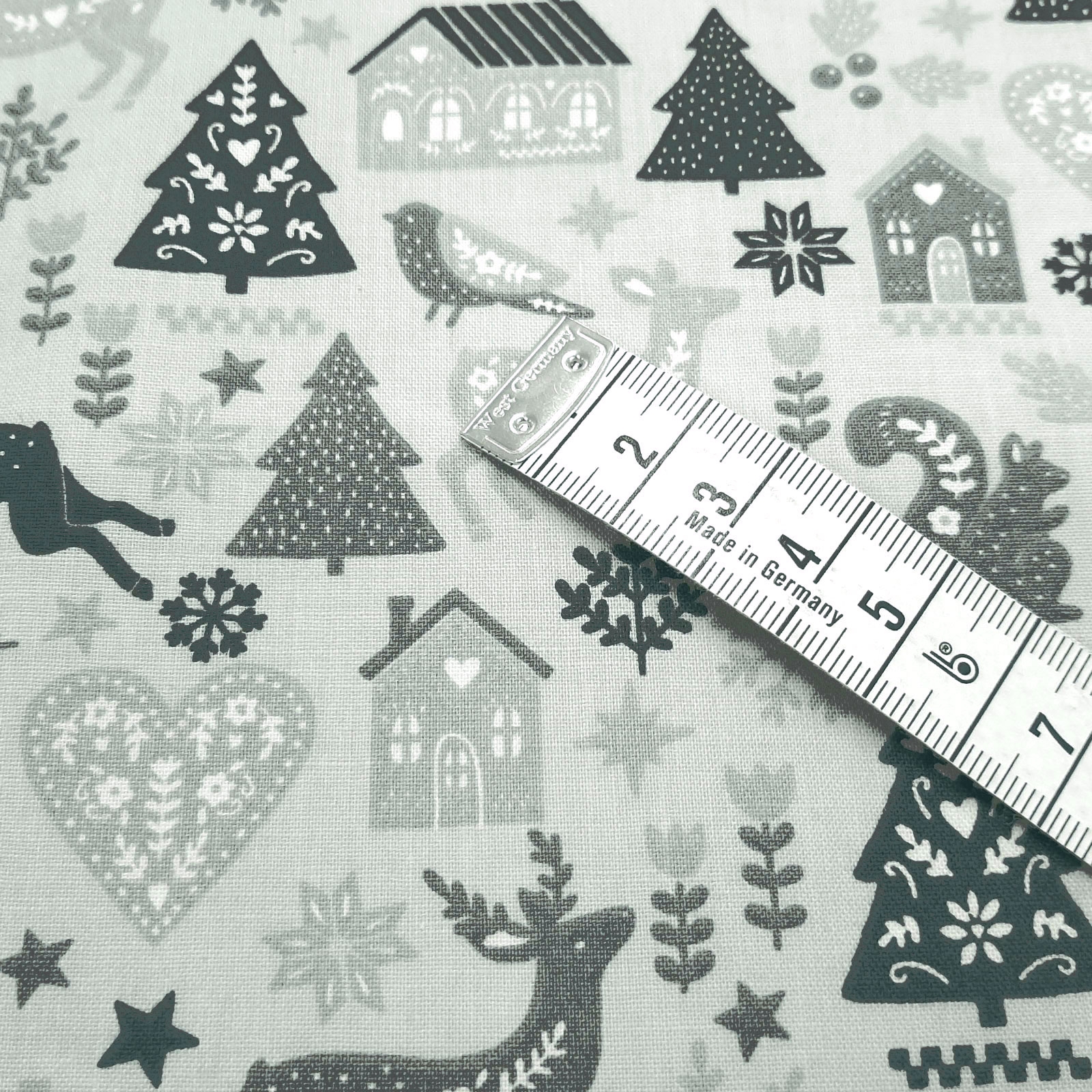 Christmas fabric \"Christmas Reindeer\" - extra width 160cm -  Grey