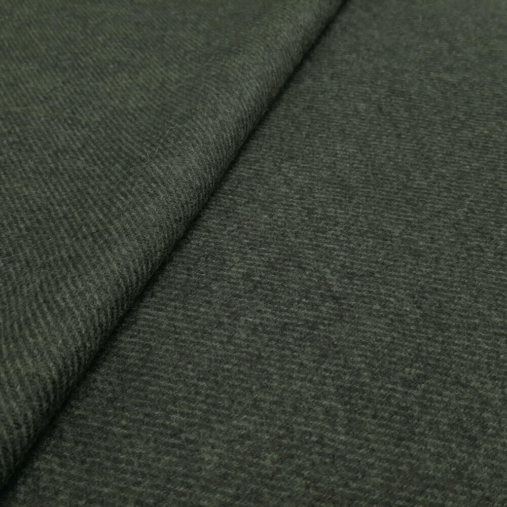 Konrad - Woven wool cloth - Moss Black Melange