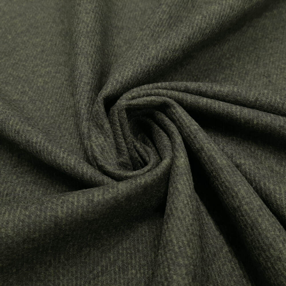Konrad - Woven wool cloth - Moss Black Melange